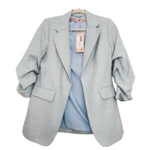 ESQUALO Sky Blue Blazer with Scrunch Sleeves New with Tags